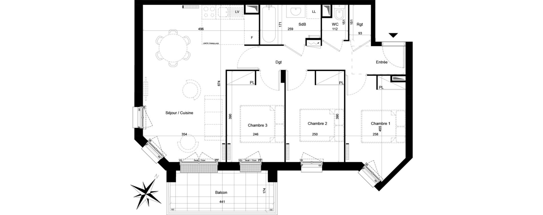 Appartement T4 de 70,57 m2 &agrave; Clamart Trivaux - la garenne