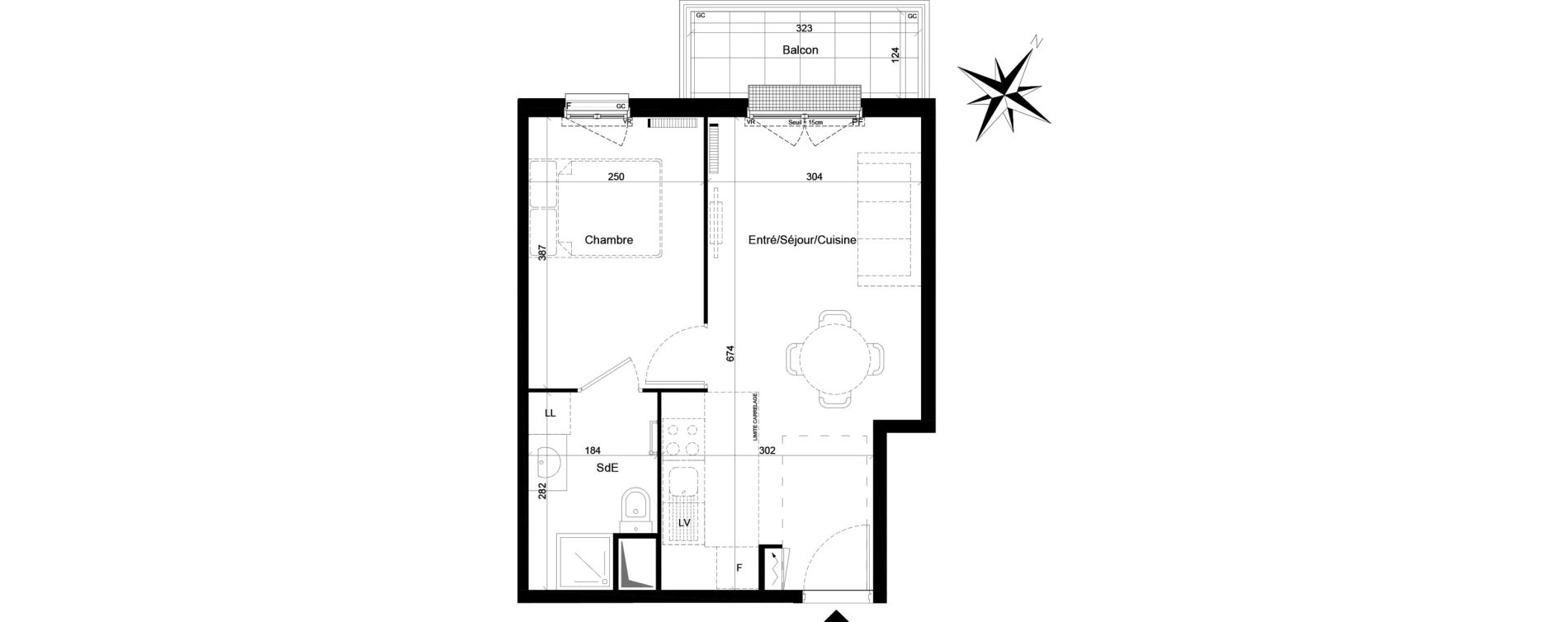 Appartement T2 de 34,86 m2 &agrave; Clamart Trivaux - la garenne