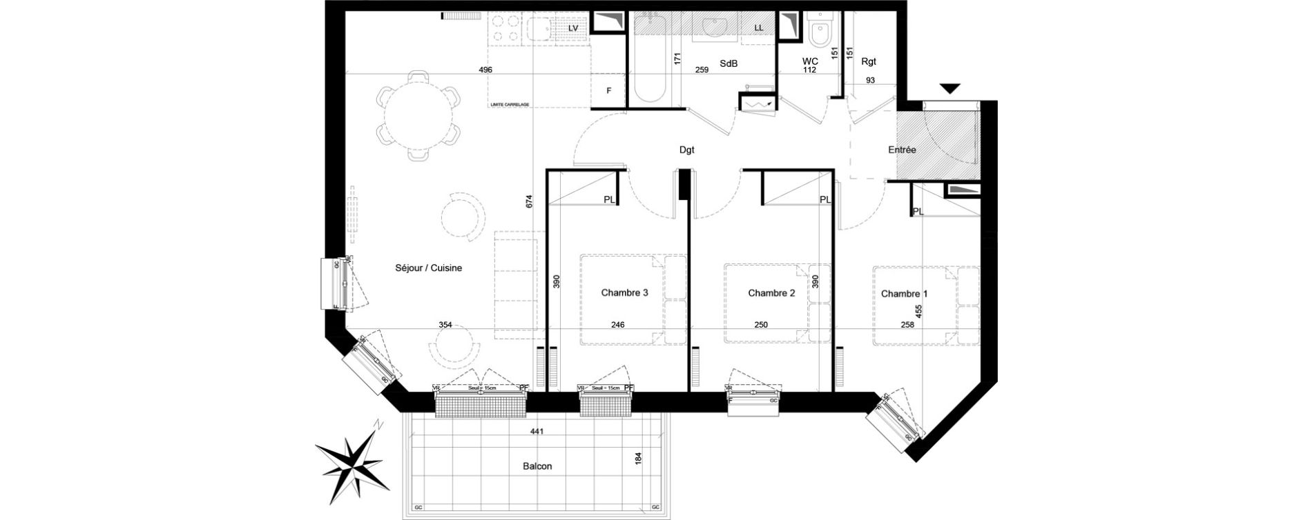 Appartement T4 de 70,57 m2 &agrave; Clamart Trivaux - la garenne