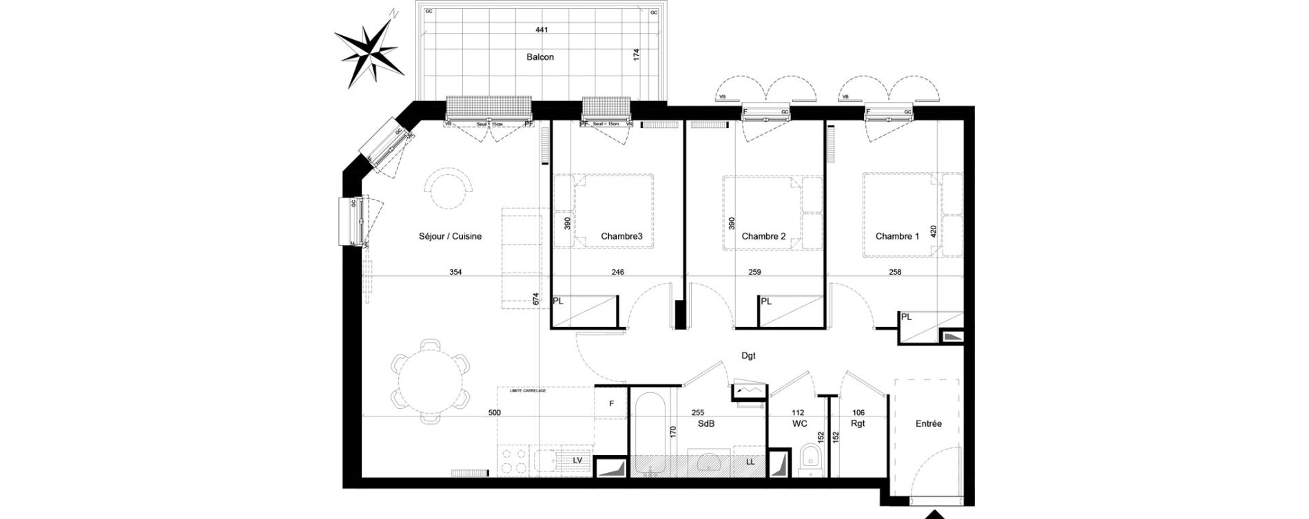 Appartement T4 de 73,59 m2 &agrave; Clamart Trivaux - la garenne