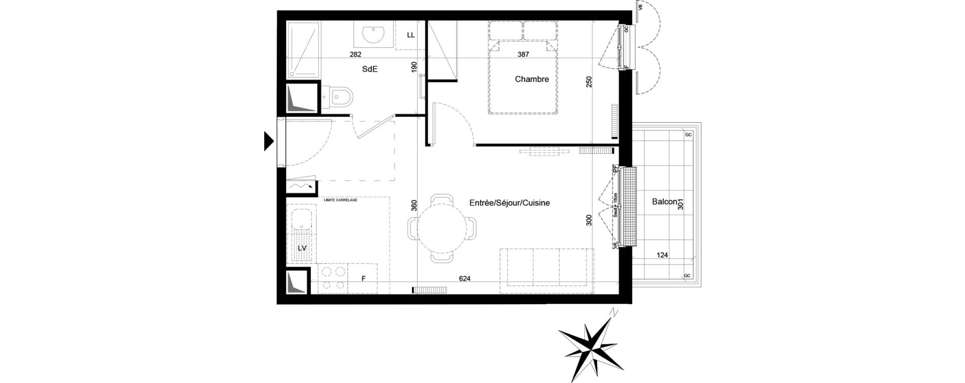 Appartement T2 de 35,92 m2 &agrave; Clamart Trivaux - la garenne