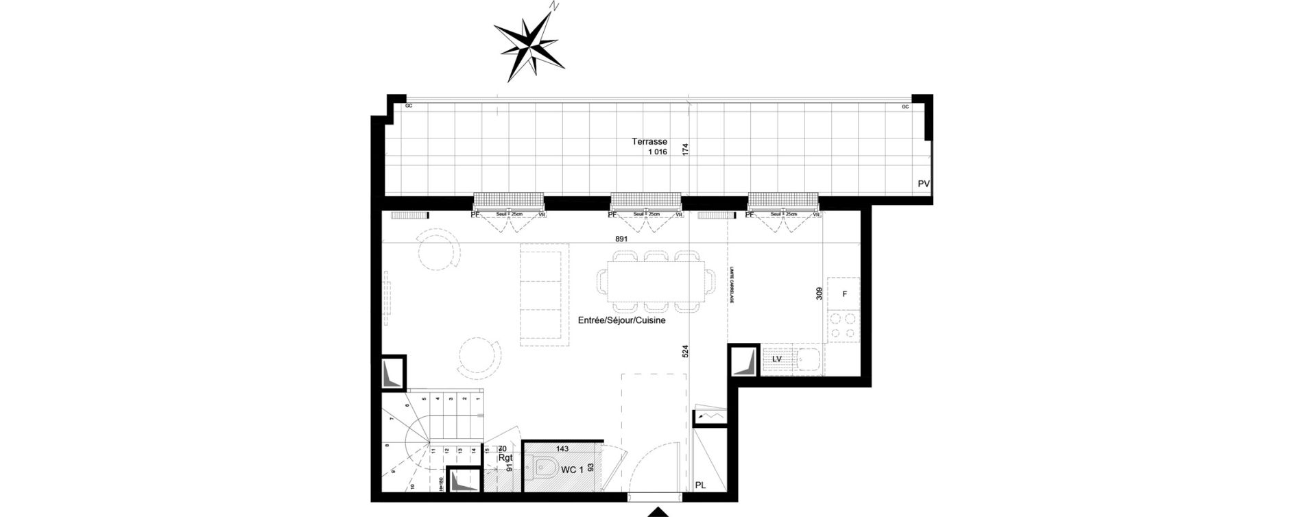 Duplex T4 de 83,08 m2 &agrave; Clamart Trivaux - la garenne