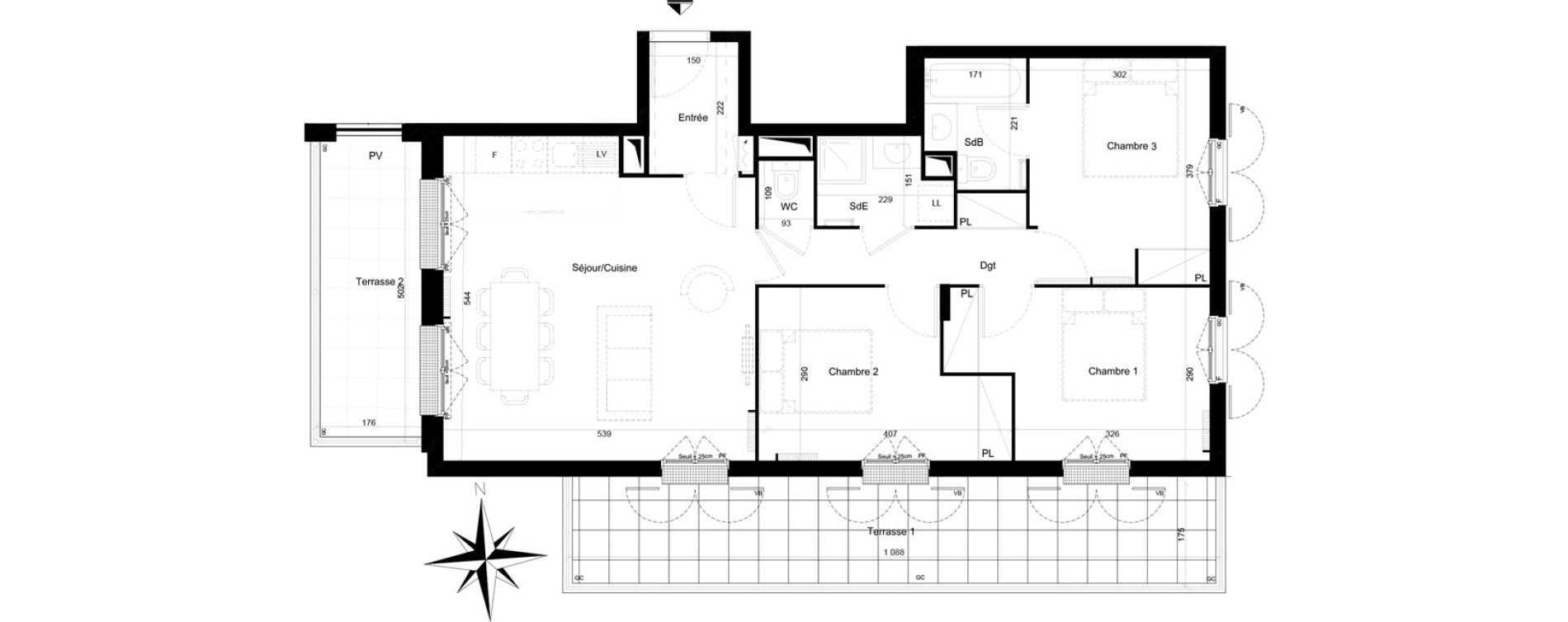Appartement T4 de 75,51 m2 &agrave; Clamart Trivaux - la garenne