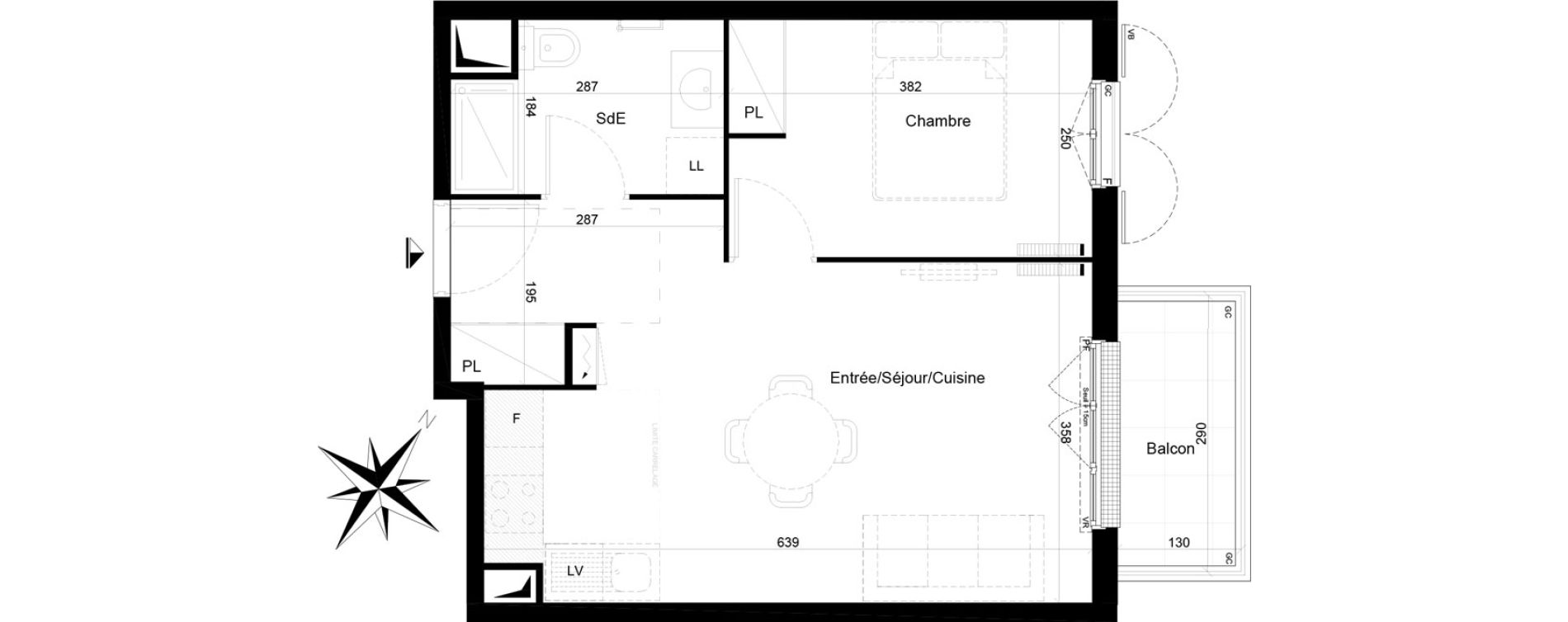 Appartement T2 de 39,03 m2 &agrave; Clamart Trivaux - la garenne