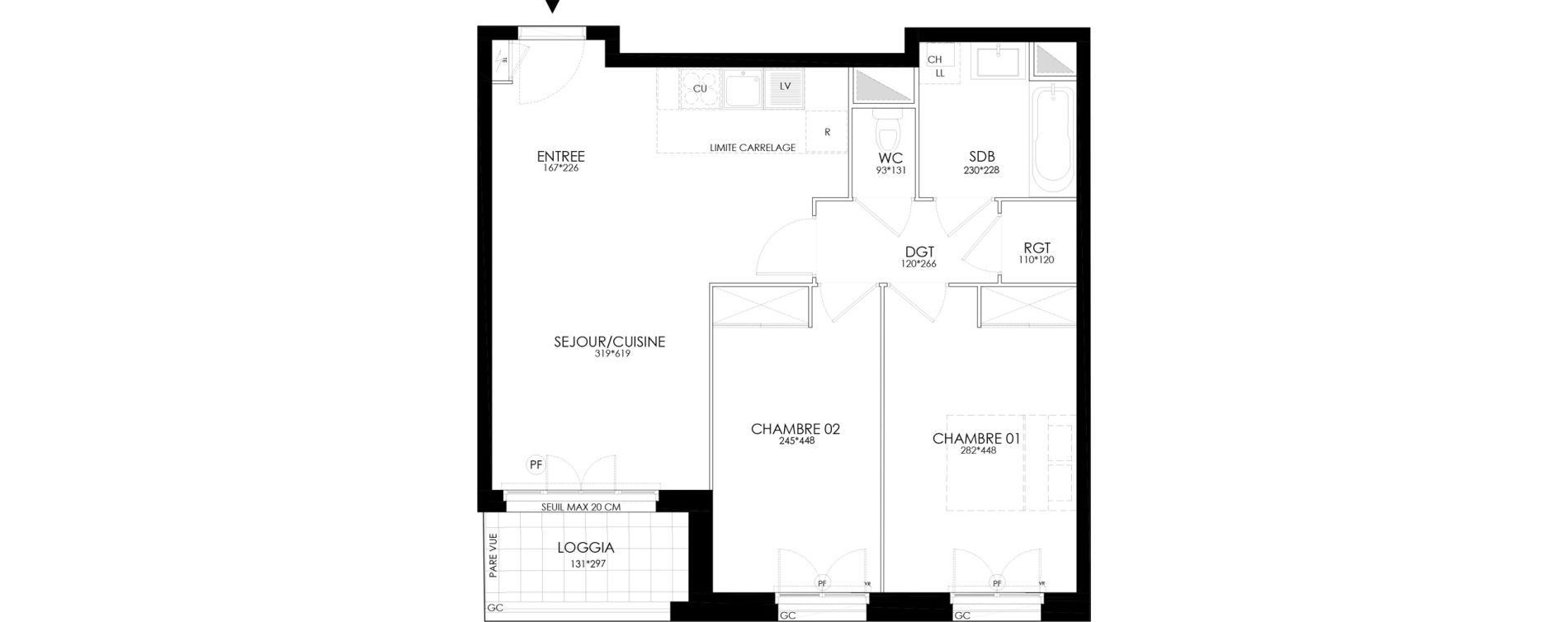 Appartement T3 de 60,06 m2 &agrave; Clamart Grand canal
