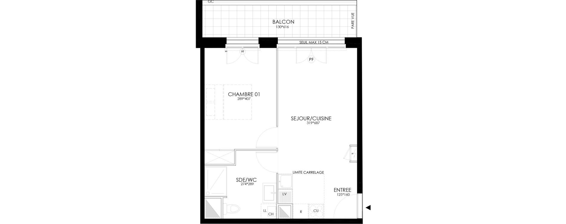 Appartement T2 de 40,34 m2 &agrave; Clamart Grand canal