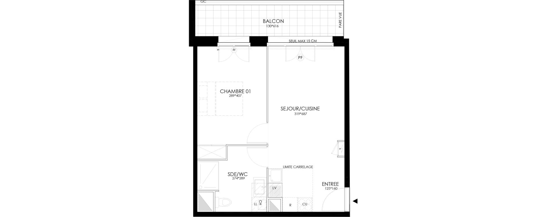 Appartement T2 de 40,34 m2 &agrave; Clamart Grand canal