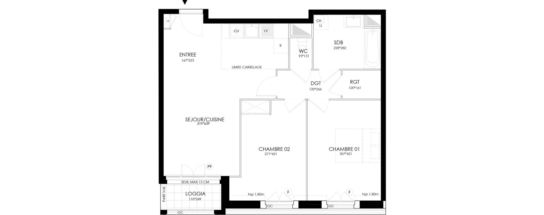 Appartement T3 de 62,41 m2 &agrave; Clamart Grand canal