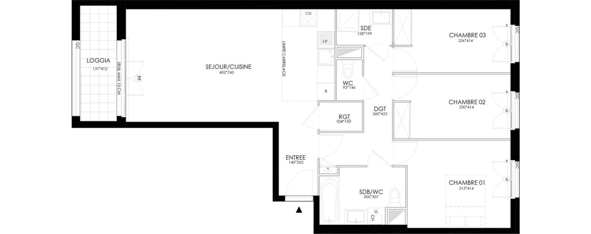 Appartement T4 de 81,09 m2 &agrave; Clamart Grand canal