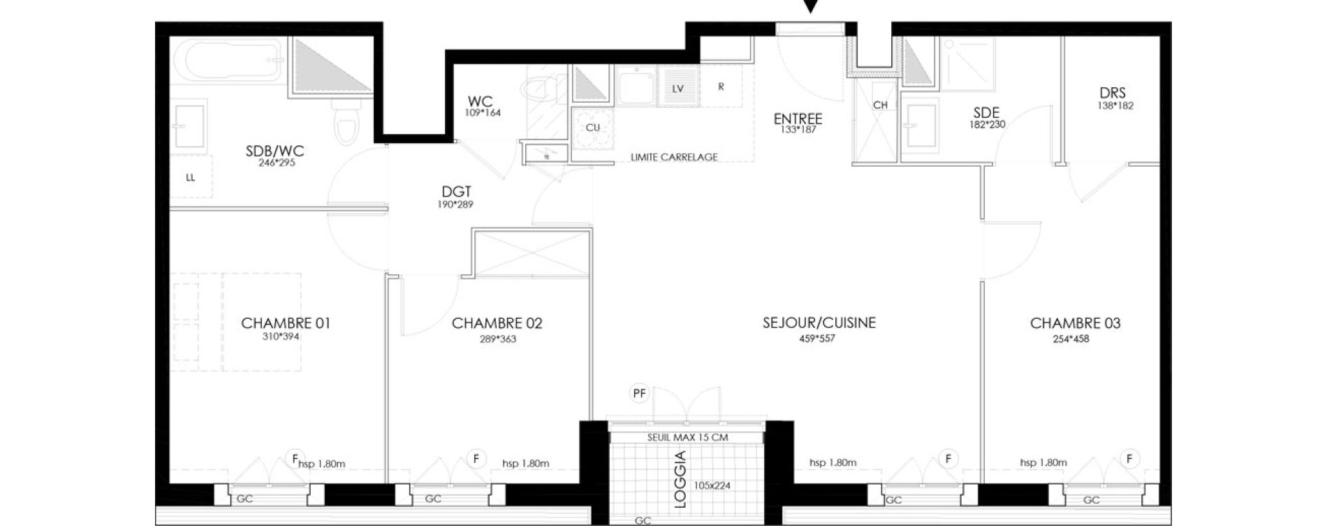 Appartement T4 de 79,24 m2 &agrave; Clamart Grand canal