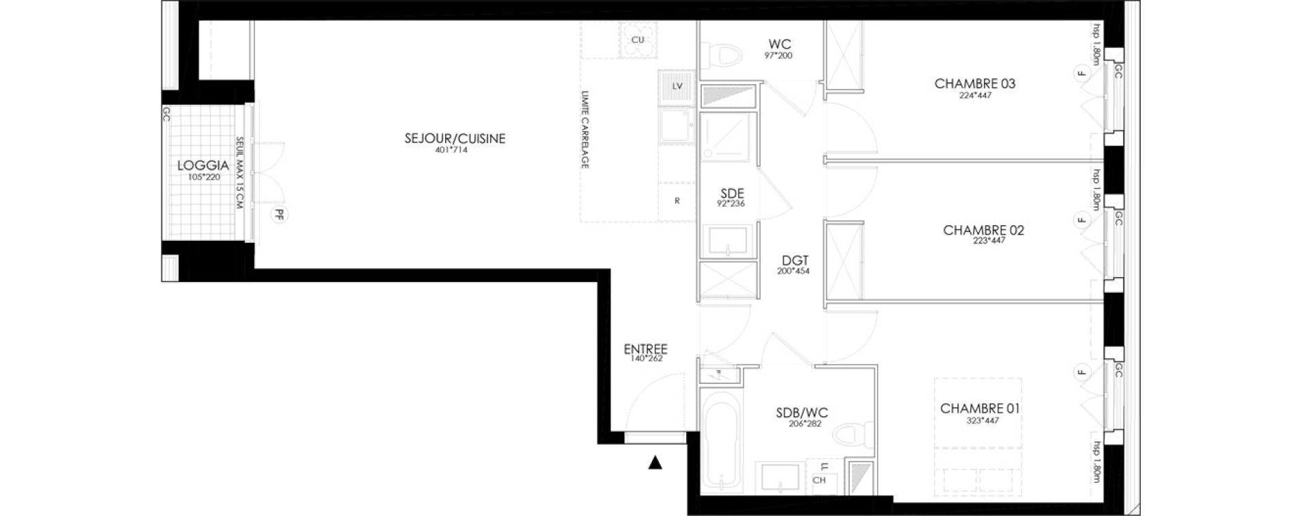 Appartement T4 de 78,88 m2 &agrave; Clamart Grand canal