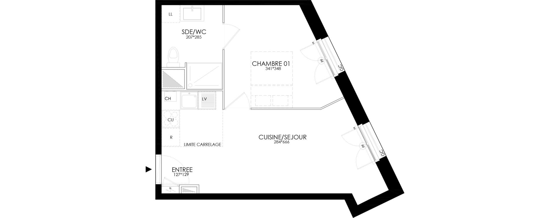 Appartement T2 de 38,06 m2 &agrave; Clamart Grand canal