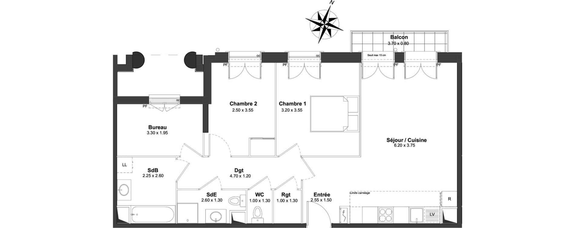 Appartement T4 de 72,73 m2 &agrave; Clamart Gare