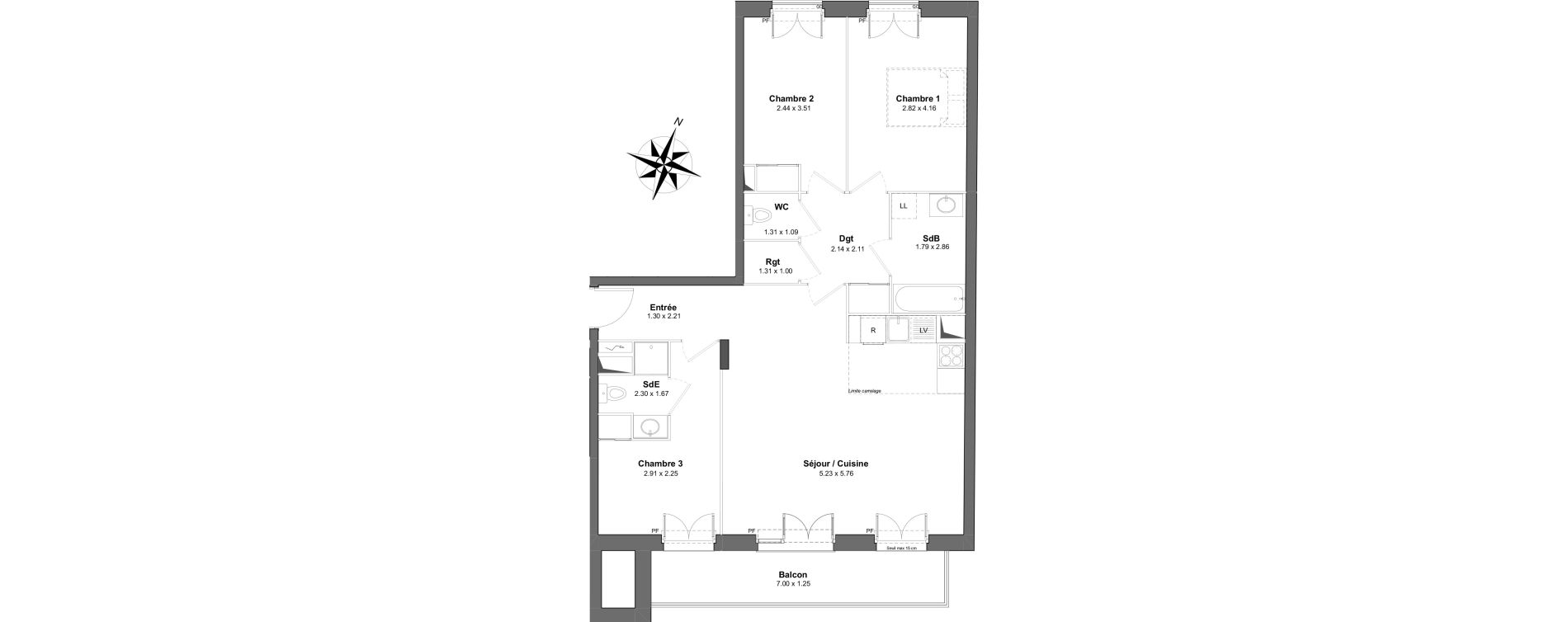 Appartement T4 de 82,66 m2 &agrave; Clamart Gare