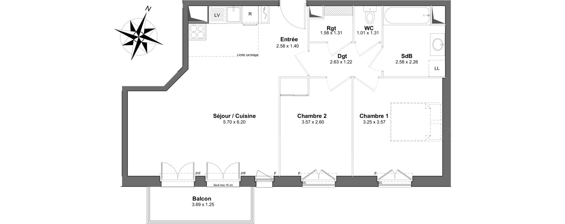 Appartement T3 de 62,17 m2 &agrave; Clamart Gare