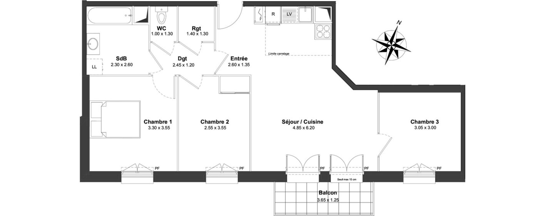 Appartement T4 de 68,97 m2 &agrave; Clamart Gare