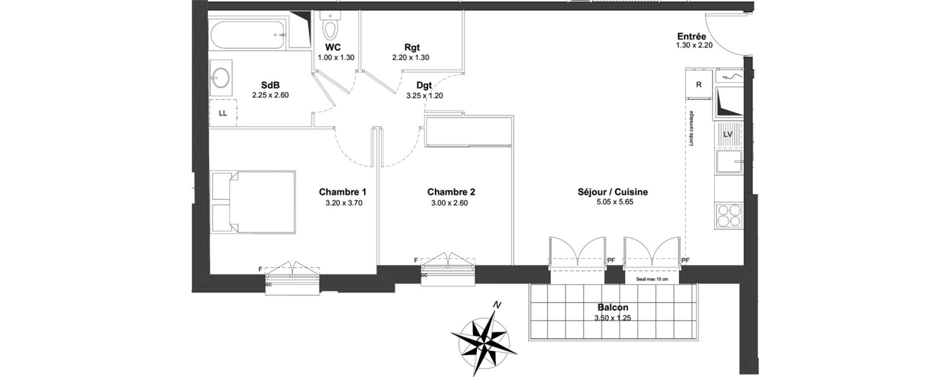 Appartement T3 de 64,80 m2 &agrave; Clamart Gare