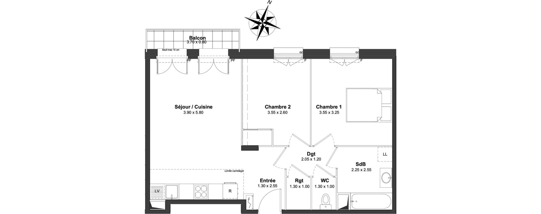 Appartement T3 de 58,39 m2 &agrave; Clamart Gare