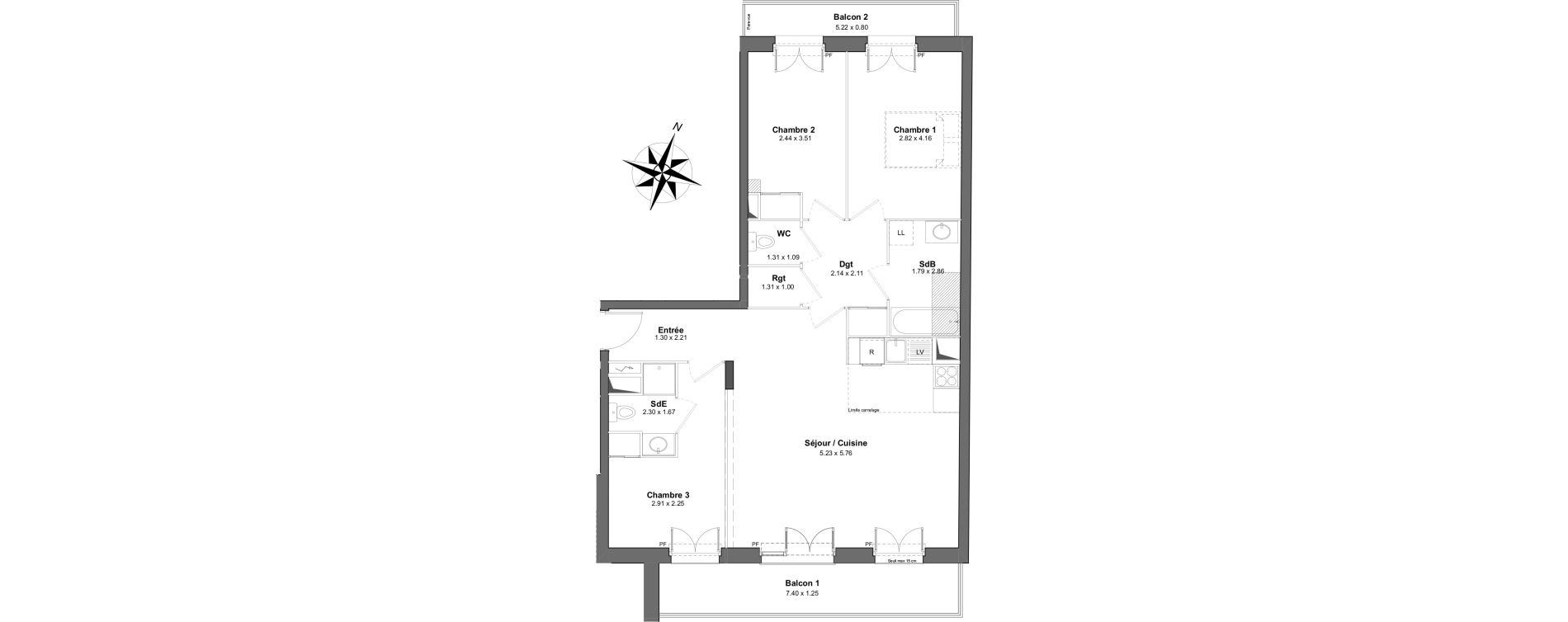 Appartement T4 de 82,66 m2 &agrave; Clamart Gare