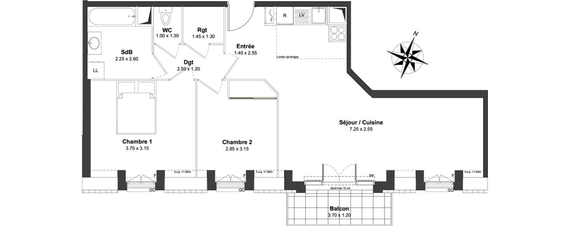 Appartement T3 de 66,21 m2 &agrave; Clamart Gare