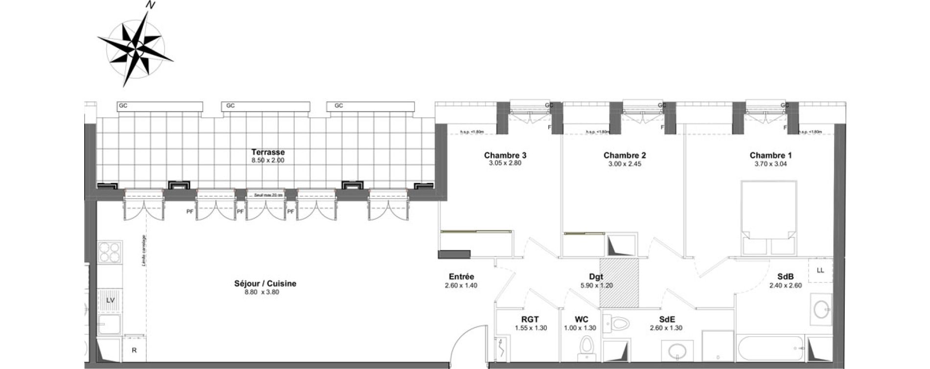 Appartement T4 de 88,79 m2 &agrave; Clamart Gare