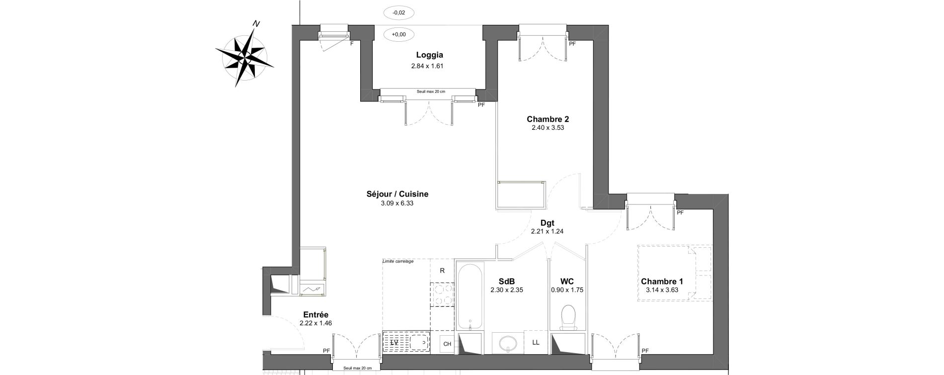 Appartement T3 de 62,36 m2 &agrave; Clamart Gare