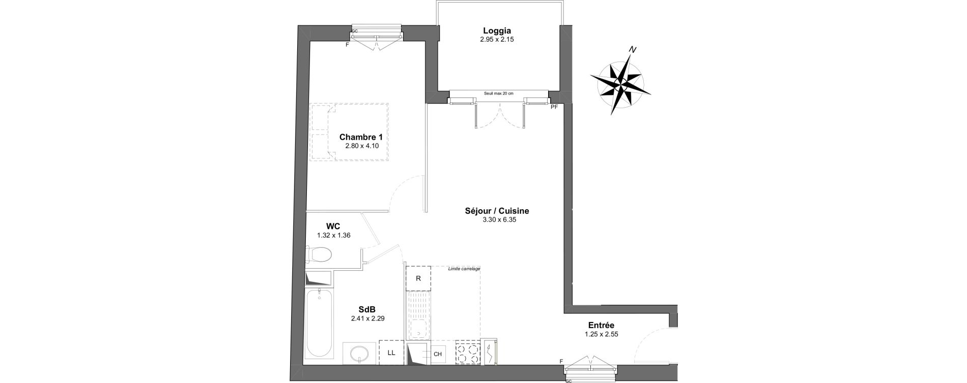 Appartement T2 de 45,67 m2 &agrave; Clamart Gare