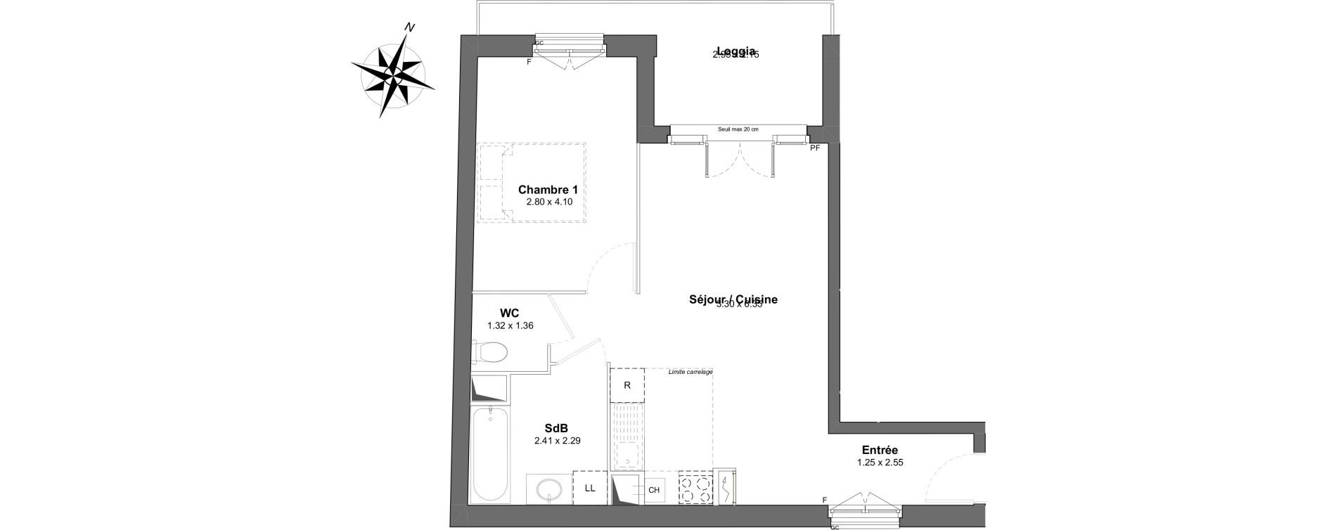 Appartement T2 de 45,58 m2 &agrave; Clamart Gare