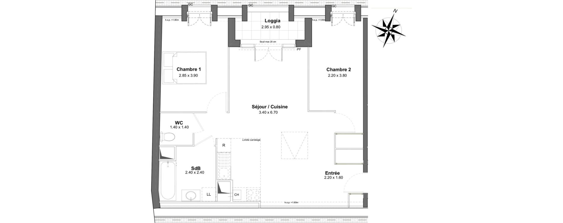 Appartement T3 de 63,15 m2 &agrave; Clamart Gare