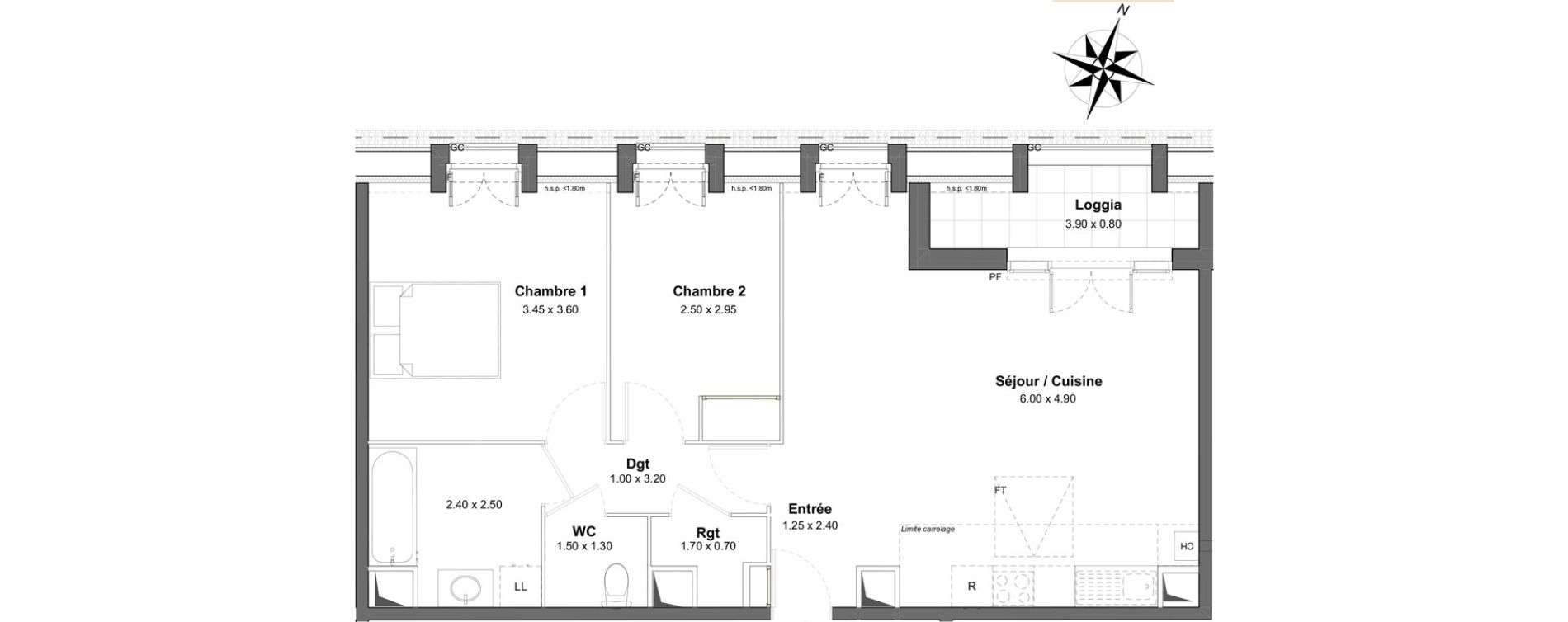 Appartement T3 de 66,36 m2 &agrave; Clamart Gare