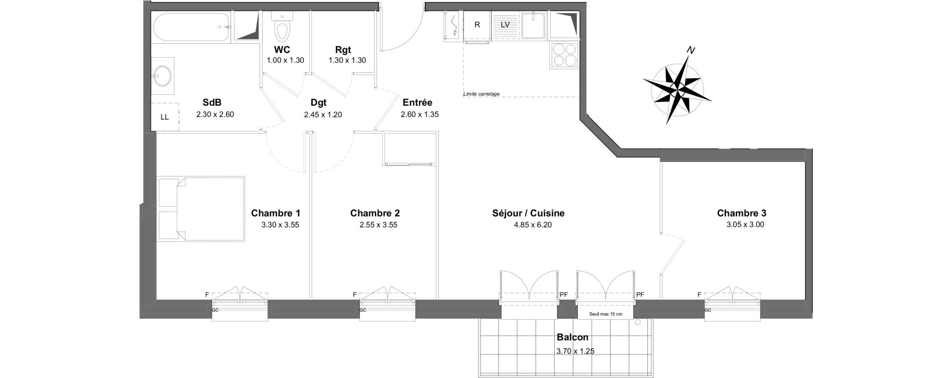 Appartement T4 de 68,76 m2 &agrave; Clamart Gare