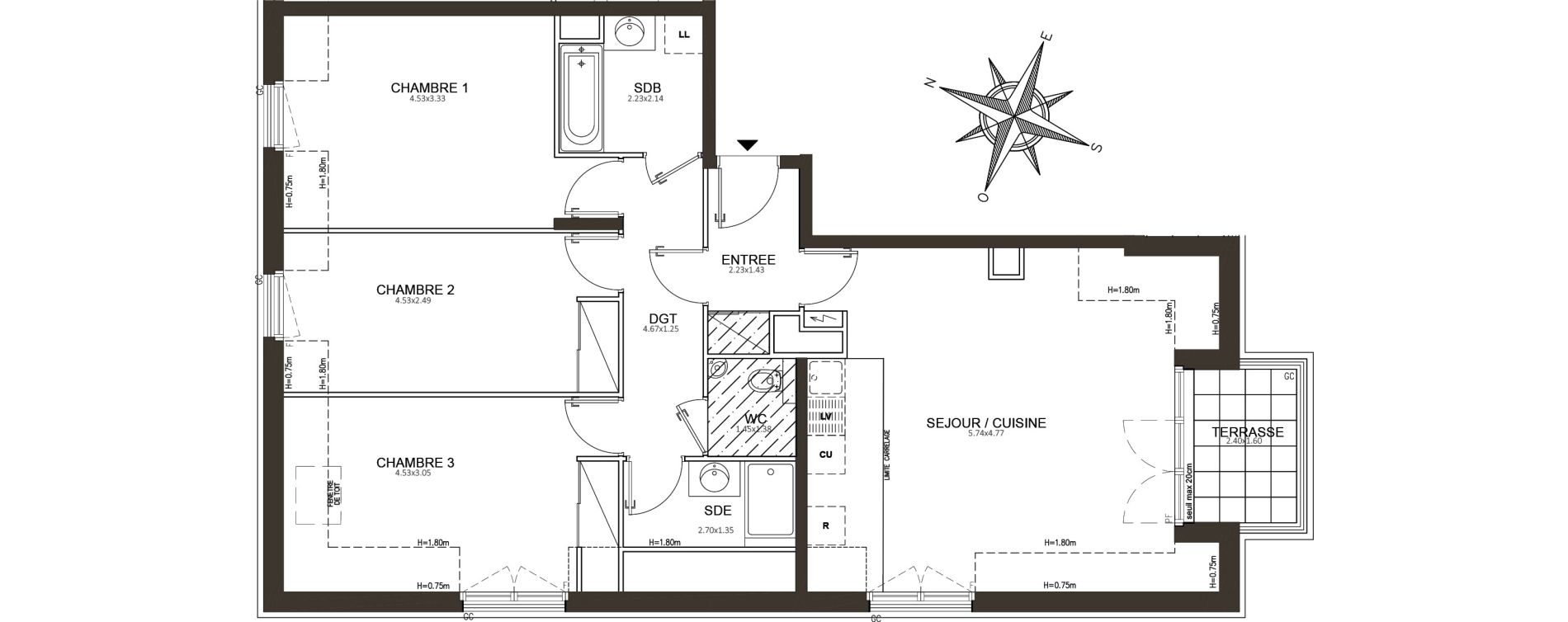 Appartement T4 de 83,41 m2 &agrave; Clamart Schneider-percy