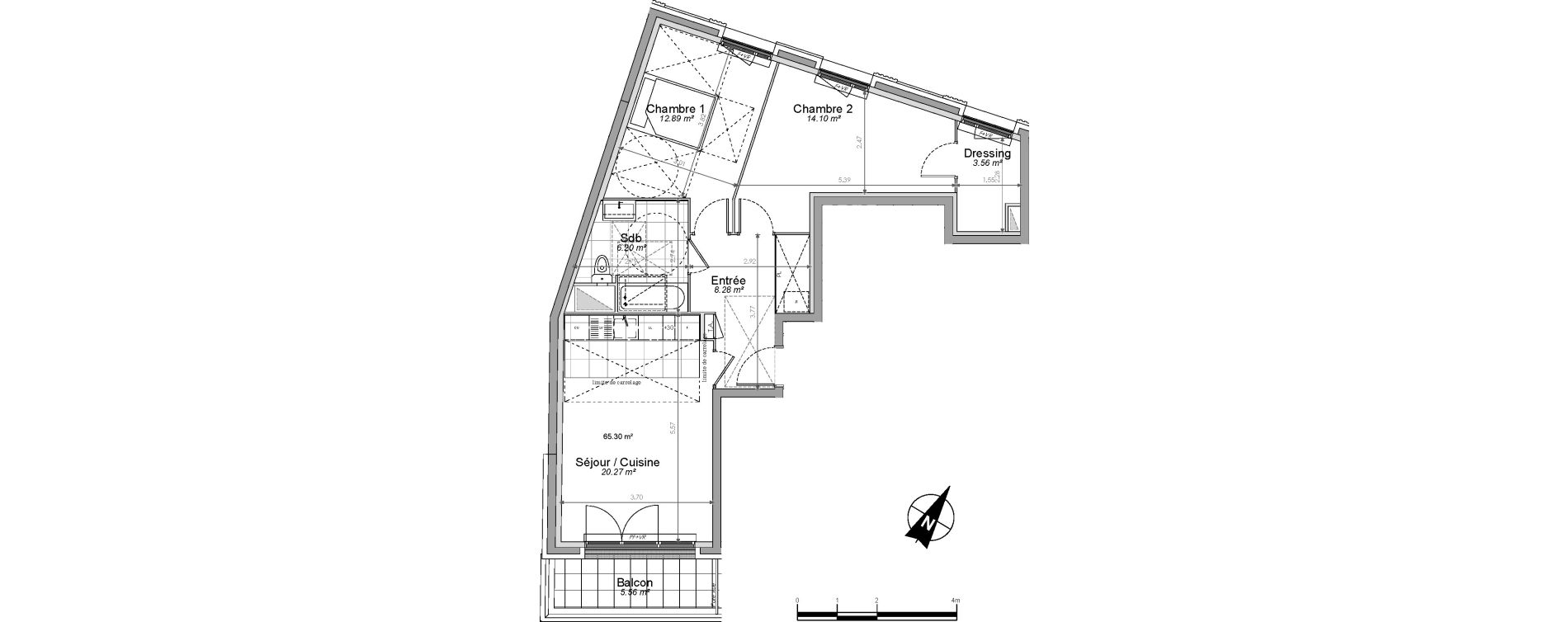 Appartement T3 de 65,30 m2 &agrave; Clamart Jardin parisien