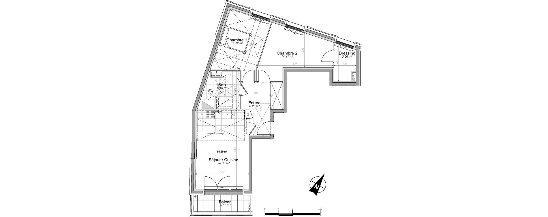 Appartement T3 de 65,59 m2 &agrave; Clamart Jardin parisien