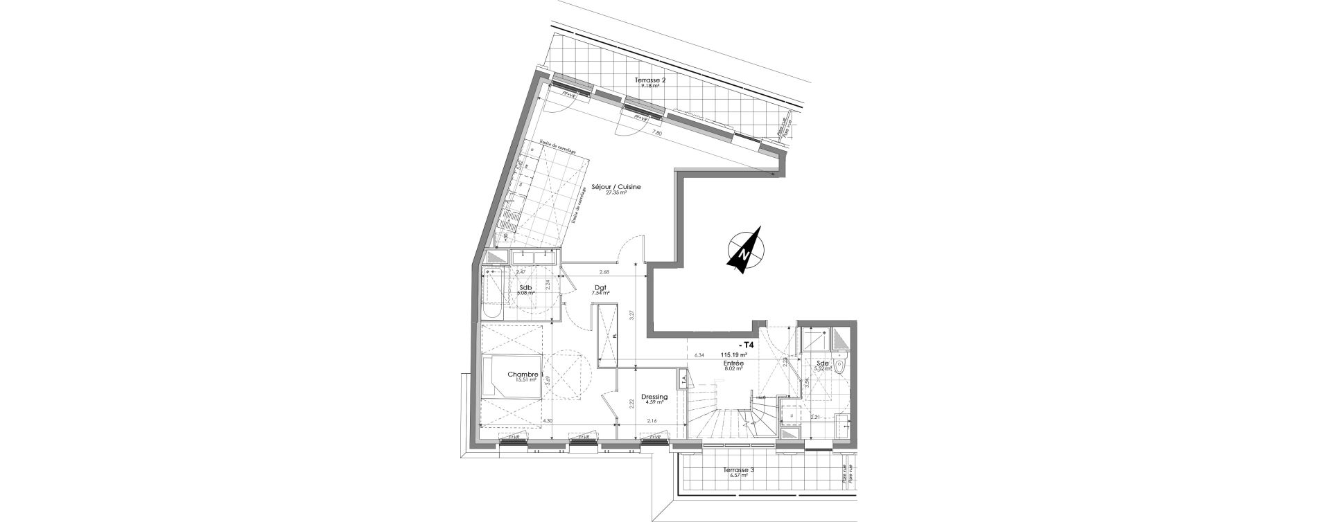 Duplex T5 de 115,19 m2 &agrave; Clamart Jardin parisien