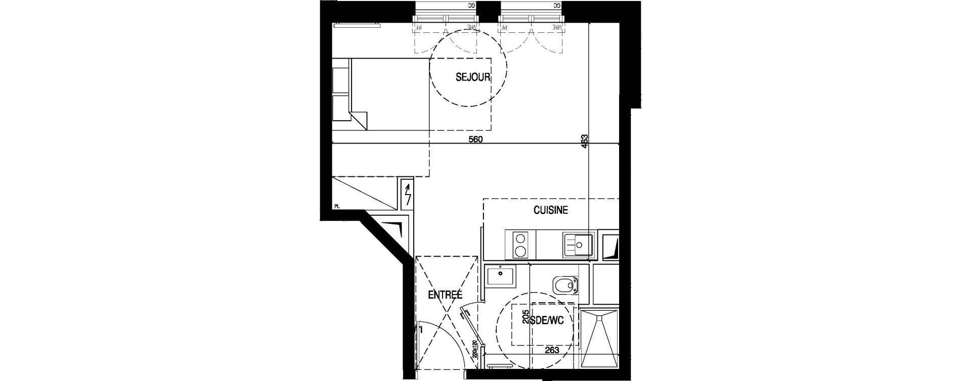 Appartement T1 de 31,49 m2 &agrave; Clamart Galvents - corby
