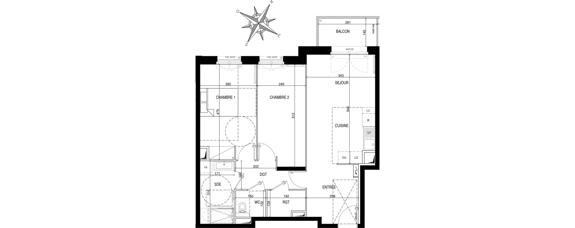 Appartement T3 de 64,54 m2 &agrave; Clamart Galvents - corby