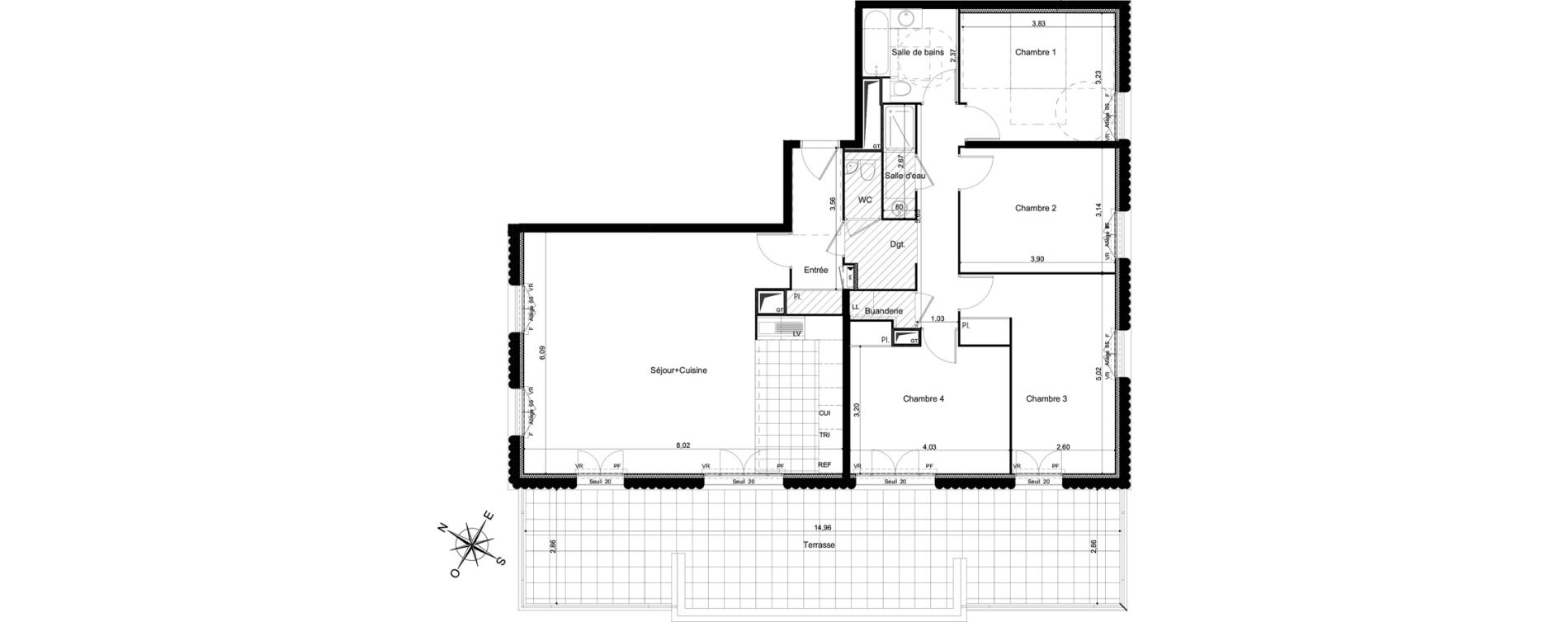Appartement T5 de 124,17 m2 &agrave; Clamart Grand canal