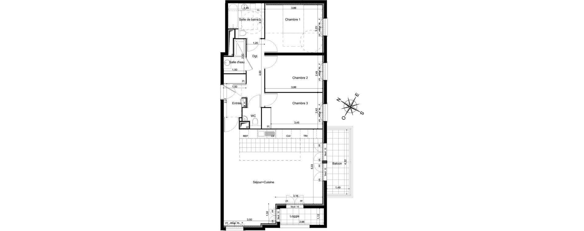 Appartement T4 de 90,26 m2 &agrave; Clamart Grand canal