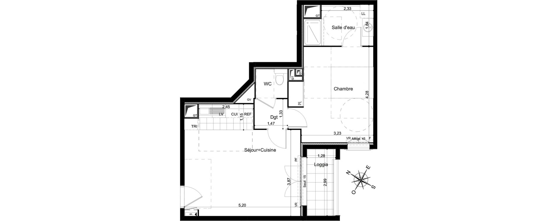 Appartement T2 de 47,05 m2 &agrave; Clamart Grand canal