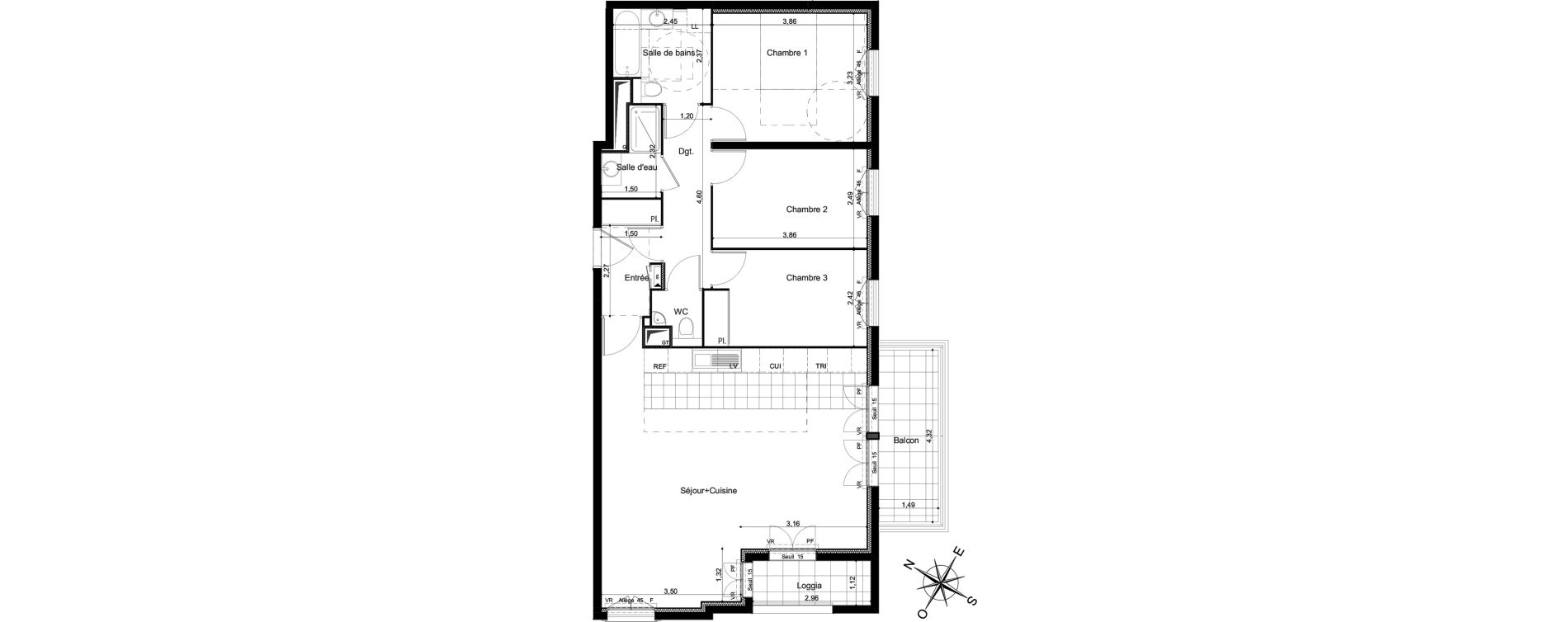 Appartement T4 de 90,25 m2 &agrave; Clamart Grand canal