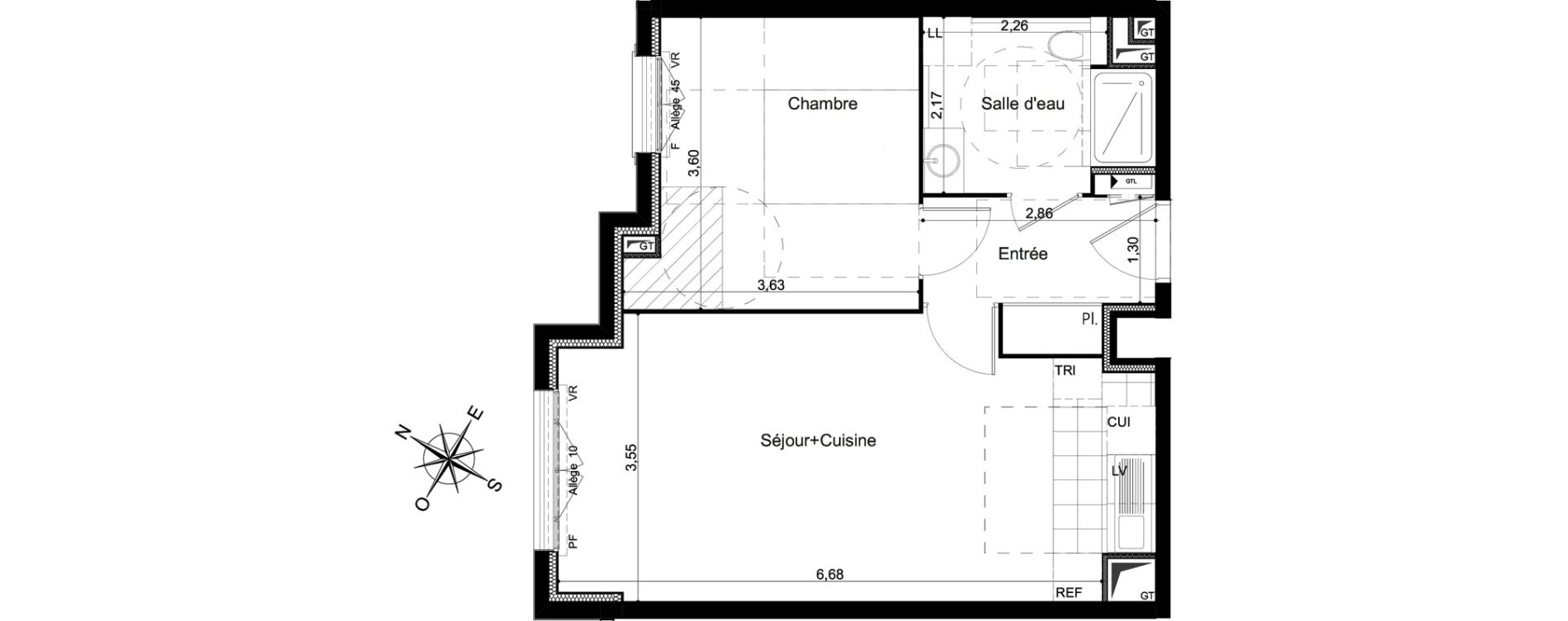 Appartement T2 de 45,90 m2 &agrave; Clamart Grand canal