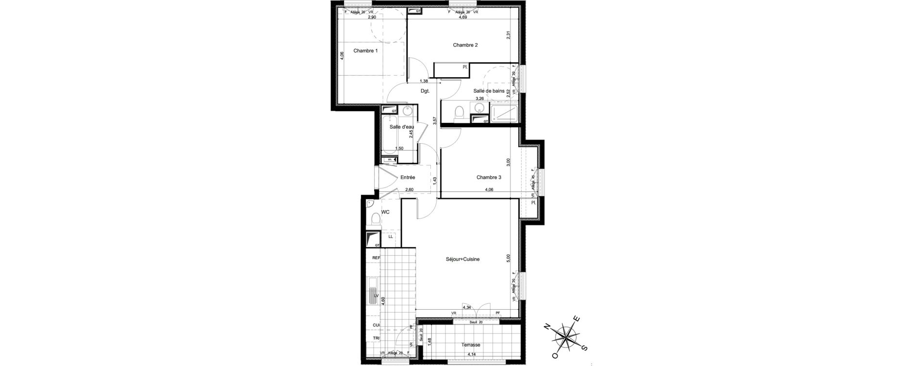 Appartement T4 de 89,29 m2 &agrave; Clamart Grand canal