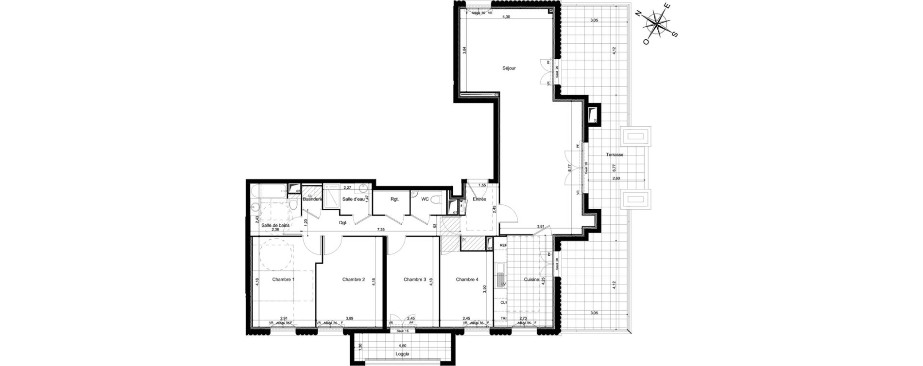 Appartement T5 de 122,85 m2 &agrave; Clamart Grand canal