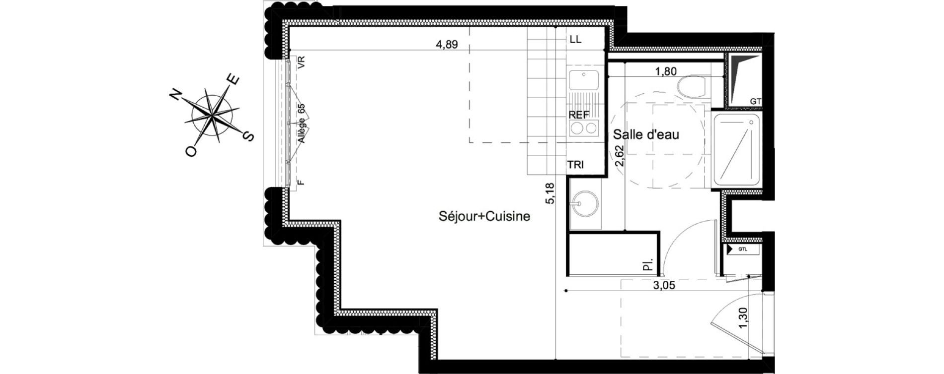 Appartement T1 de 32,31 m2 &agrave; Clamart Grand canal