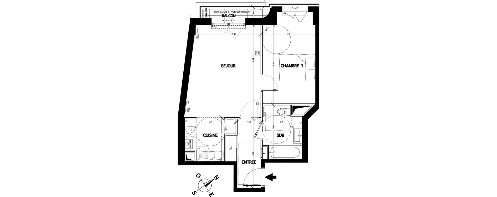 Appartement T2 de 46,80 m2 &agrave; Clamart Bois de clamart
