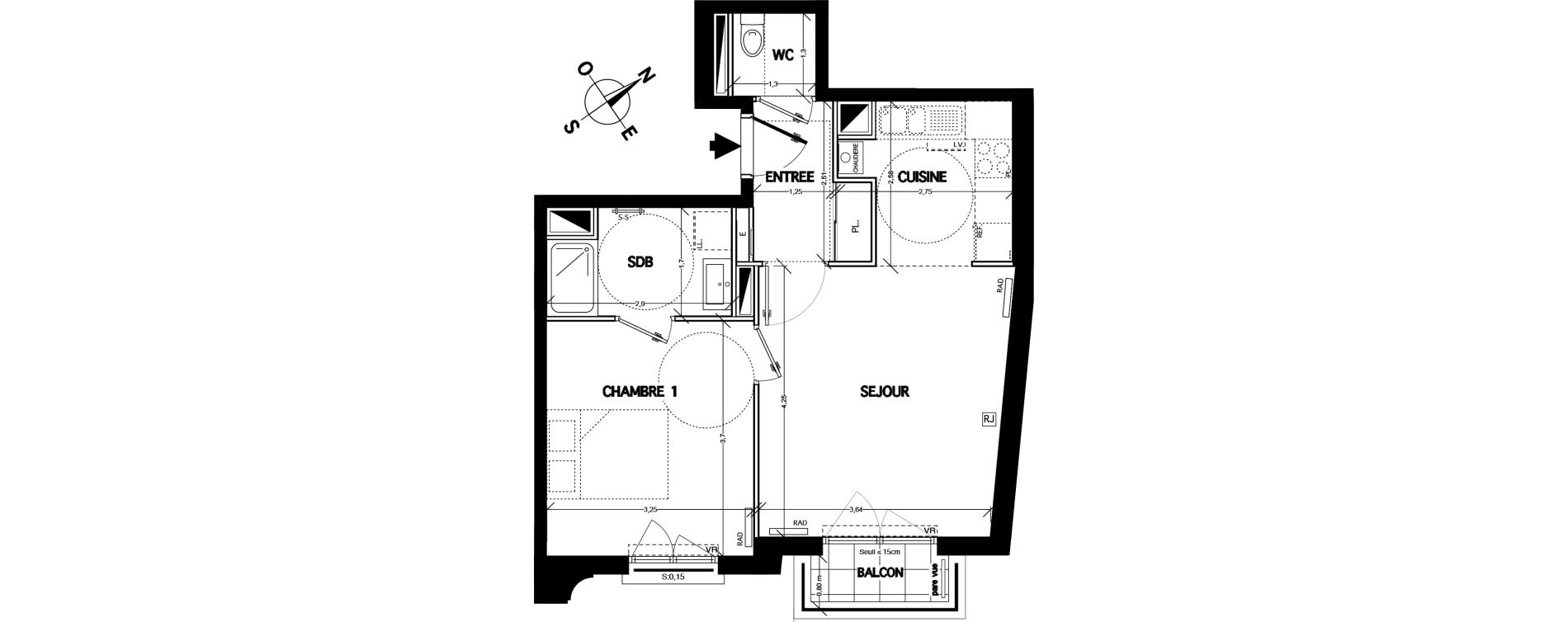 Appartement T2 de 44,00 m2 &agrave; Clamart Bois de clamart