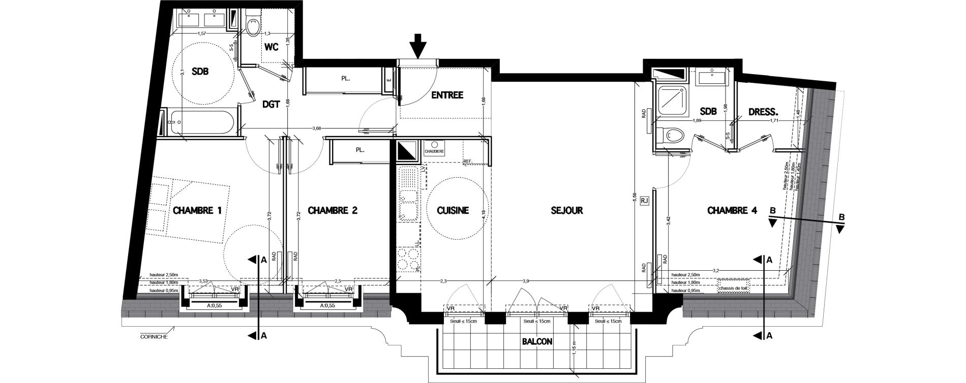Appartement T4 de 84,10 m2 &agrave; Clamart Bois de clamart
