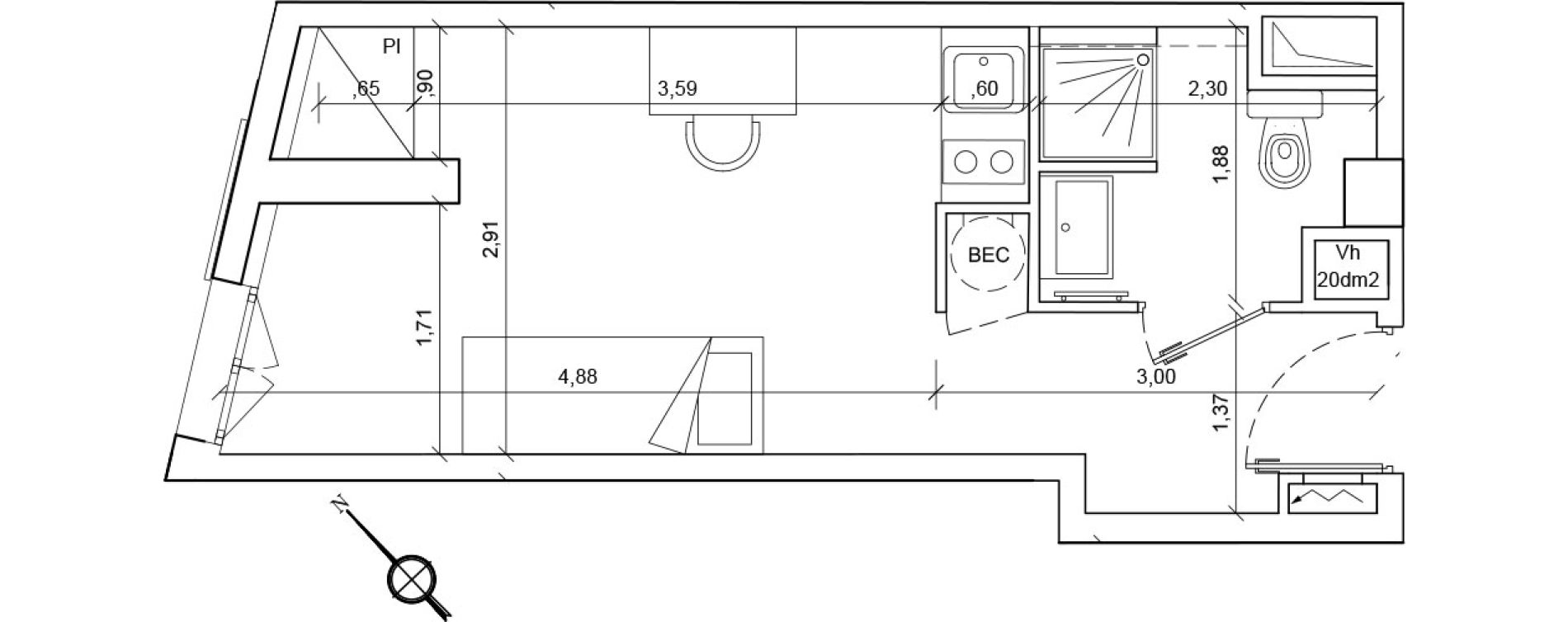 Appartement T1 de 21,00 m2 &agrave; Clamart Clamart gare