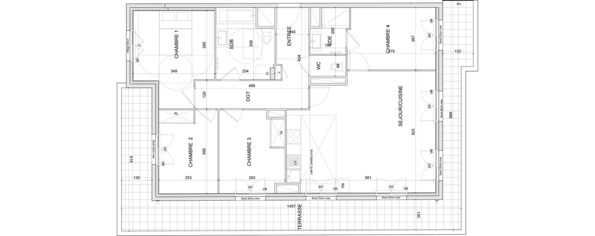 Appartement T5 de 92,73 m2 &agrave; Clamart Grand canal